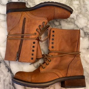 Natural Leather Combat Boots Sz 8.5